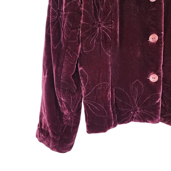 Silkwear Vintage Women's Silk Blend Velvet Button Front Jacket - M - Picture 3 of 7